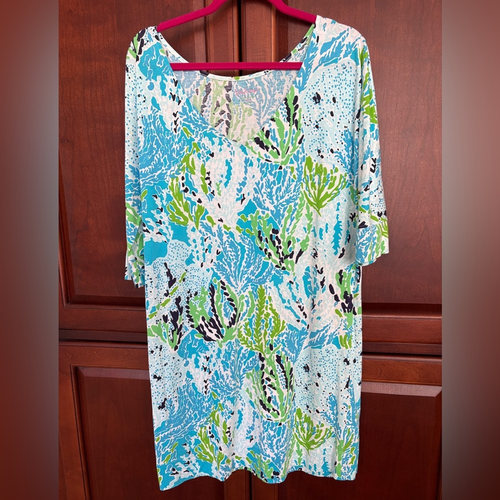 Lilly Pulitzer Eliza Dress Spa Blue Let’s Cha Cha Size Large